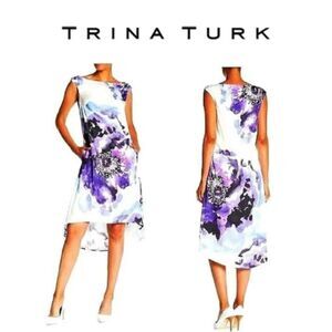 Trina Turk Cap
Sleeve Peony Hi-low Dress Sz 4